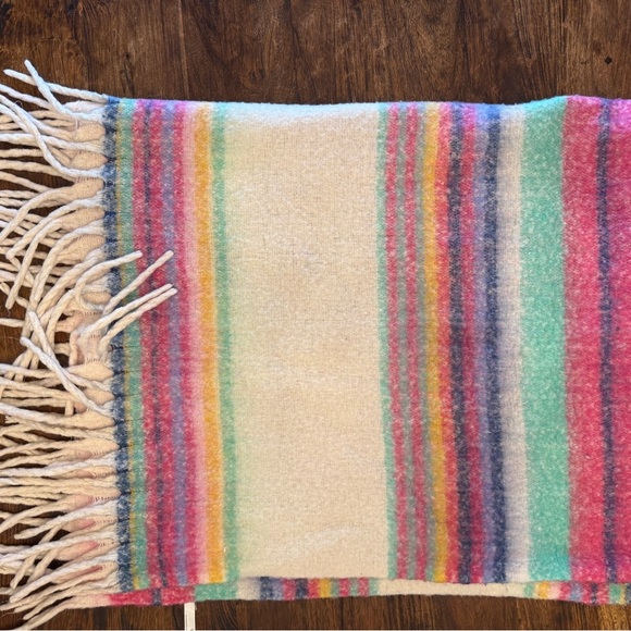 FREE PEOPLE "Skye Stripe" Boho Style Fringe Throw Blanket Wrap Shawl EUC - Picture 8 of 9